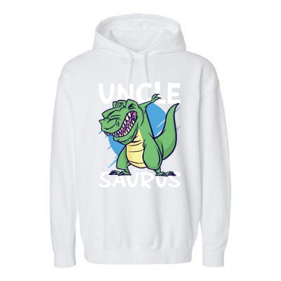 Uncle Saurus With Dinosaurs Gift Garment-Dyed Fleece Hoodie