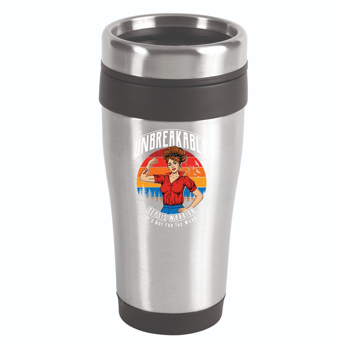 Unbreakable Sepsis Warrior Sunset Gift 16oz Travel Tumbler
