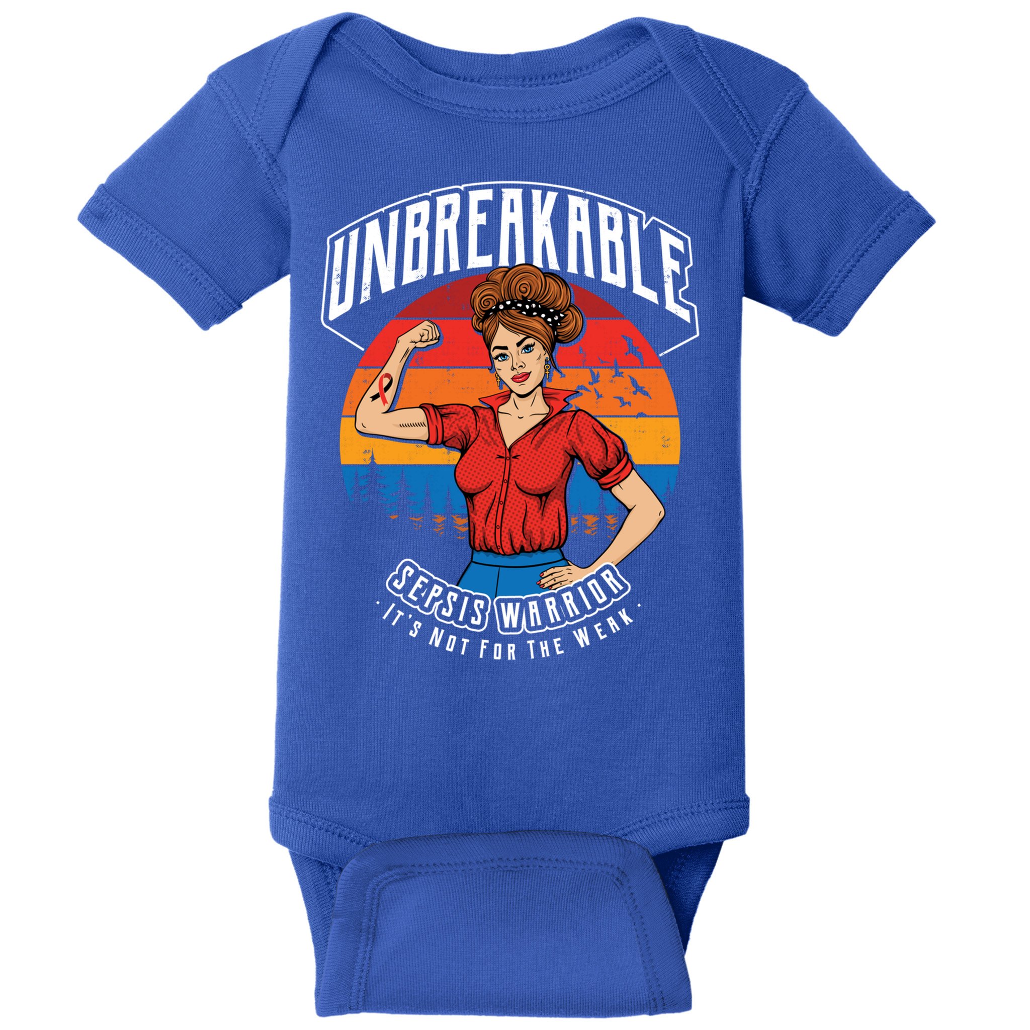 Unbreakable Sepsis Warrior Sunset Gift Baby Bodysuit