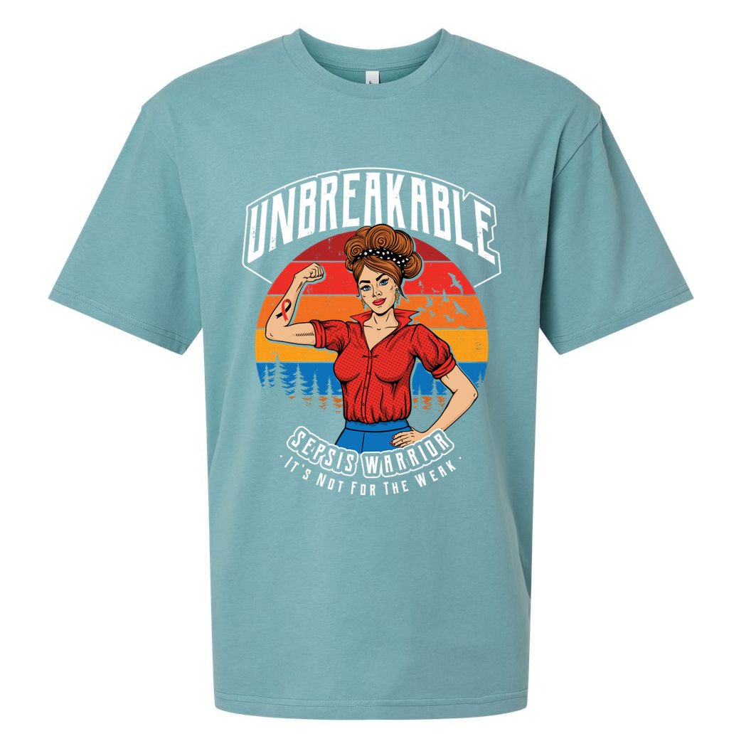 Unbreakable Sepsis Warrior Sunset Gift Sueded Cloud Jersey T-Shirt
