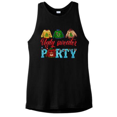 Ugly Sweater Winter Vibes Cozy Season Christmas Pajama Ladies PosiCharge Tri-Blend Wicking Tank