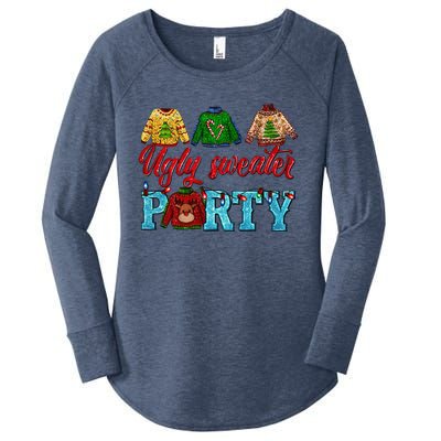 Ugly Sweater Winter Vibes Cozy Season Christmas Pajama Women's Perfect Tri Tunic Long Sleeve Shirt