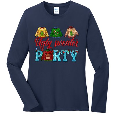 Ugly Sweater Winter Vibes Cozy Season Christmas Pajama Ladies Long Sleeve Shirt