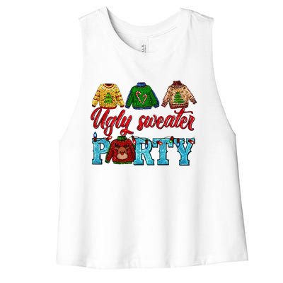 Ugly Sweater Winter Vibes Cozy Season Christmas Pajama Women's Racerback Cropped Tank