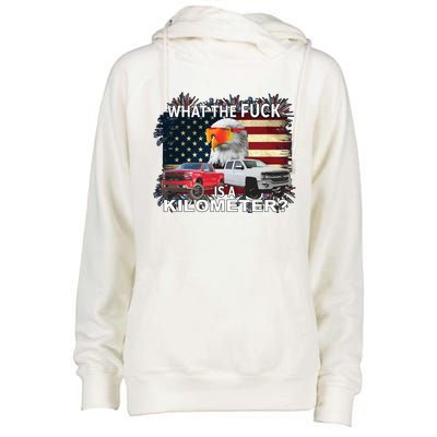 United States Wtf Is A Kilometer Eagle Womens Funnel Neck Pullover Hood