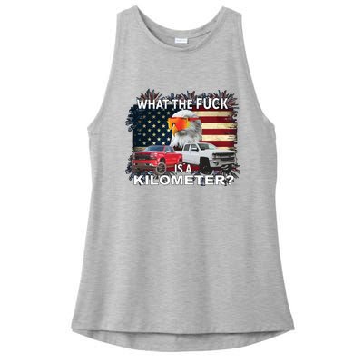 United States Wtf Is A Kilometer Eagle Ladies PosiCharge Tri-Blend Wicking Tank