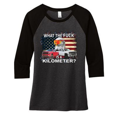 United States Wtf Is A Kilometer Eagle Women's Tri-Blend 3/4-Sleeve Raglan Shirt