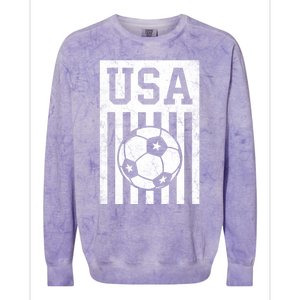 USA Soccer Women Men Kids American Flag Soccer Fan Colorblast Crewneck Sweatshirt