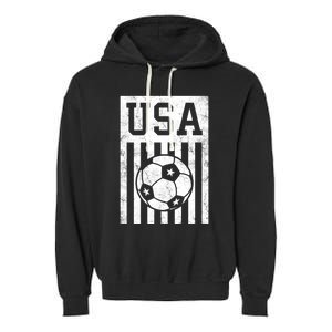 USA Soccer Women Men Kids American Flag Soccer Fan Garment-Dyed Fleece Hoodie