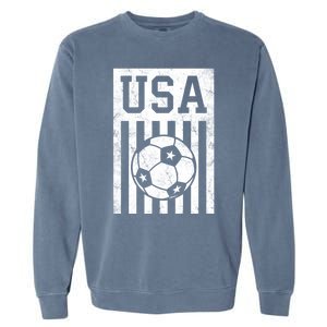 USA Soccer Women Men Kids American Flag Soccer Fan Garment-Dyed Sweatshirt