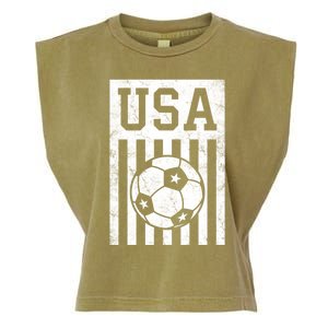 USA Soccer Women Men Kids American Flag Soccer Fan Garment-Dyed Women's Muscle Tee