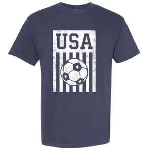 USA Soccer Women Men Kids American Flag Soccer Fan Garment-Dyed Heavyweight T-Shirt