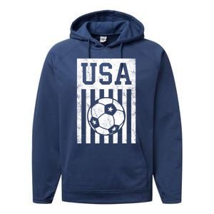 USA Soccer Women Men Kids American Flag Soccer Fan Performance Fleece Hoodie