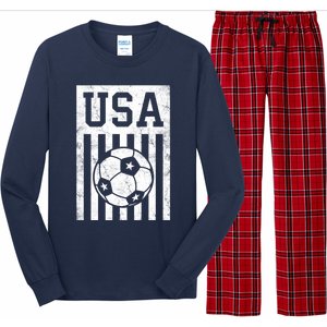 USA Soccer Women Men Kids American Flag Soccer Fan Long Sleeve Pajama Set