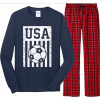 USA Soccer Women Men Kids American Flag Soccer Fan Long Sleeve Pajama Set