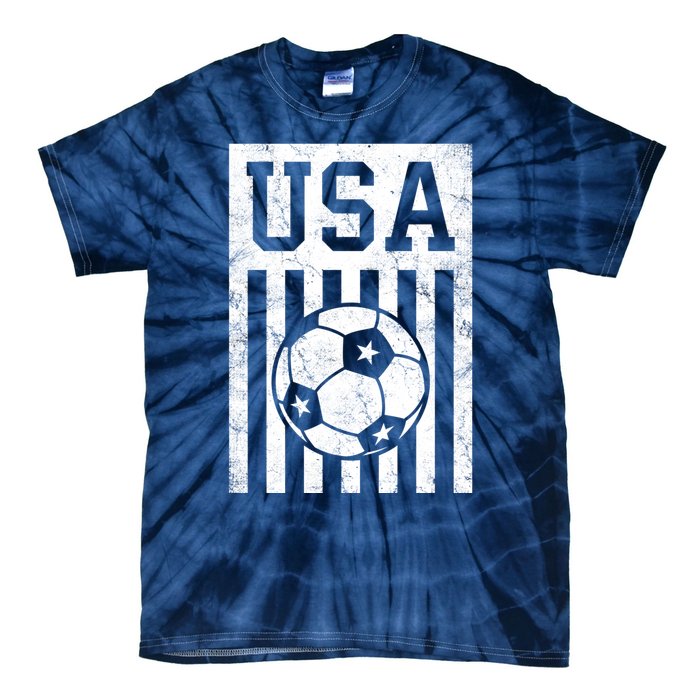 USA Soccer Women Men Kids American Flag Soccer Fan Tie-Dye T-Shirt