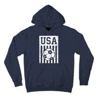 USA Soccer Women Men Kids American Flag Soccer Fan Tall Hoodie