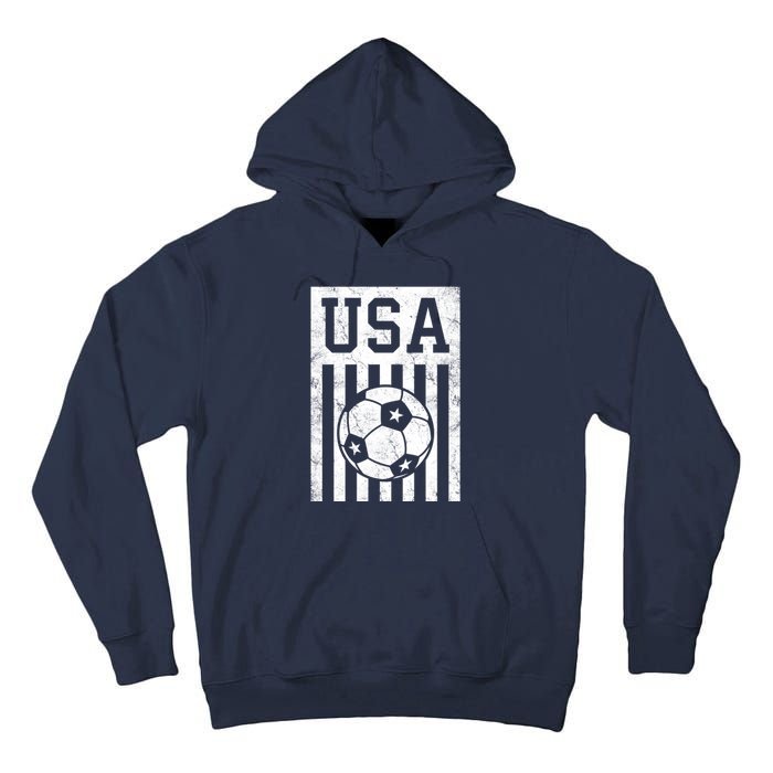 USA Soccer Women Men Kids American Flag Soccer Fan Tall Hoodie