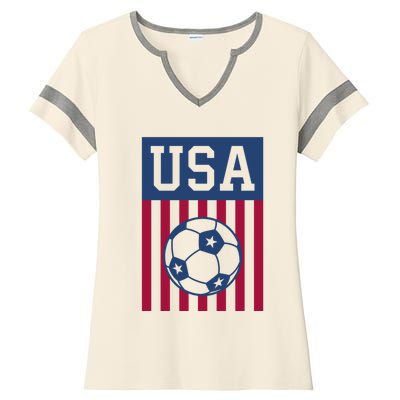 USA Soccer Women Men Kids American Soccer Fan Ladies Halftime Notch Neck Tee