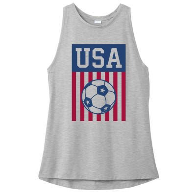 USA Soccer Women Men Kids American Soccer Fan Ladies PosiCharge Tri-Blend Wicking Tank