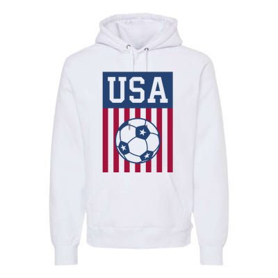 USA Soccer Women Men Kids American Soccer Fan Premium Hoodie