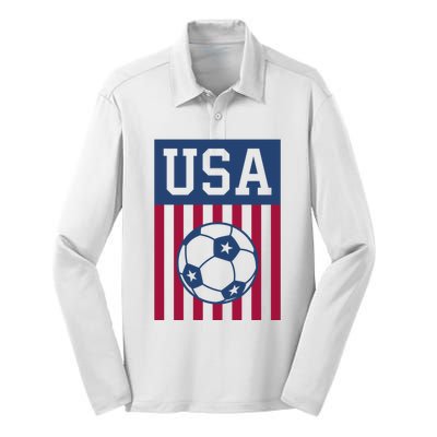 USA Soccer Women Men Kids American Soccer Fan Silk Touch Performance Long Sleeve Polo