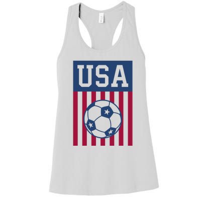 USA Soccer Women Men Kids American Soccer Fan Women's Racerback Tank