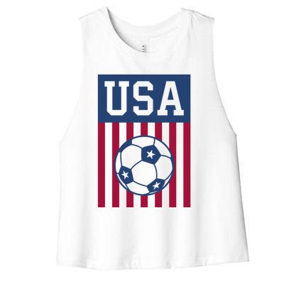 USA Soccer Women Men Kids American Soccer Fan Women's Racerback Cropped Tank