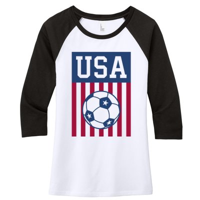 USA Soccer Women Men Kids American Soccer Fan Women's Tri-Blend 3/4-Sleeve Raglan Shirt