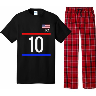 Usa Soccer With Number 10 Sports Pajama Set