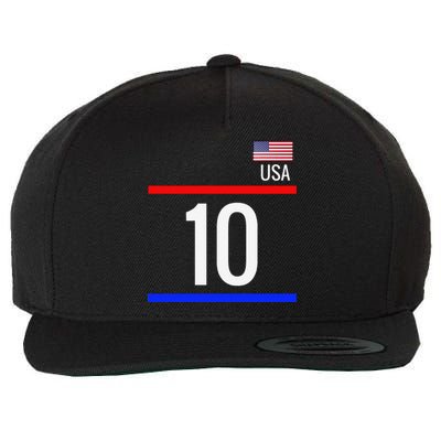 Usa Soccer With Number 10 Sports Wool Snapback Cap