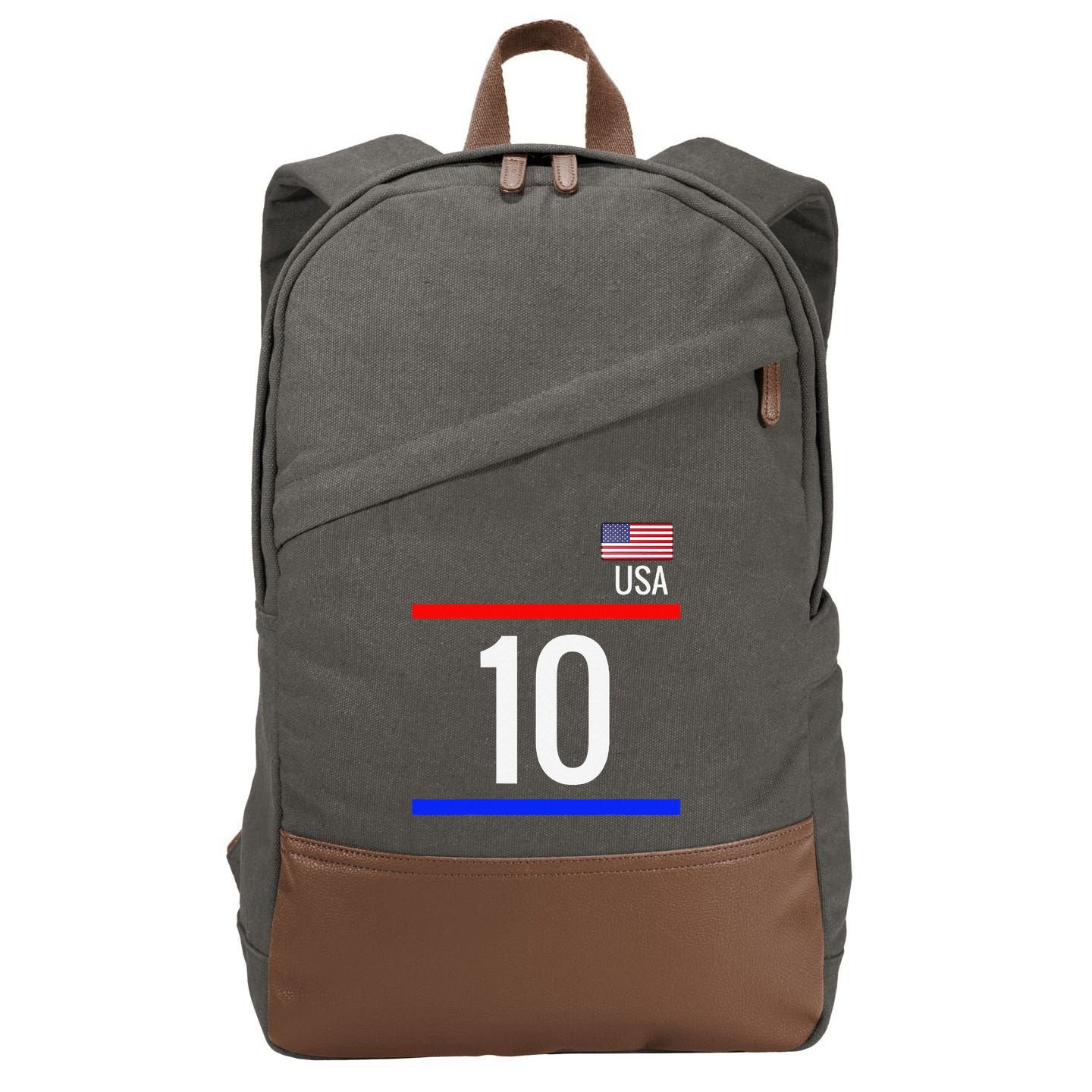 Usa Soccer With Number 10 Sports Cotton Canvas Backpack