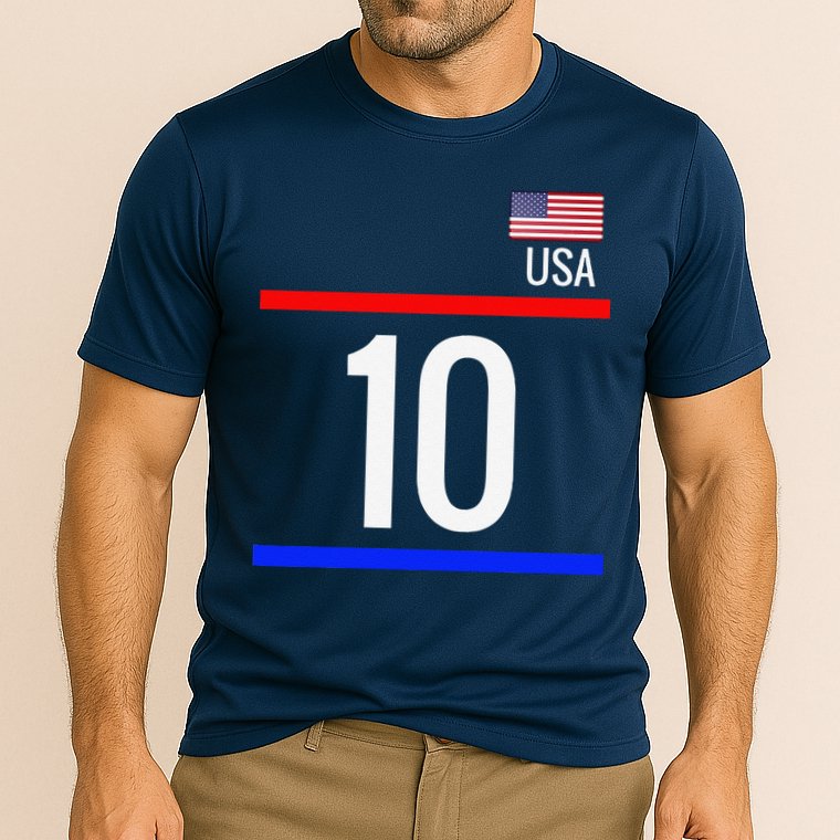 Usa Soccer With Number 10 Sports Cooling Performance Crew T-Shirt
