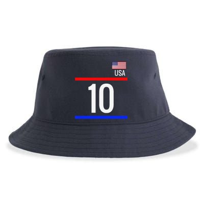 Usa Soccer With Number 10 Sports Sustainable Bucket Hat