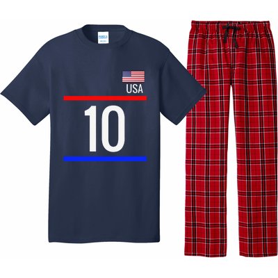 Usa Soccer With Number 10 Sports Pajama Set