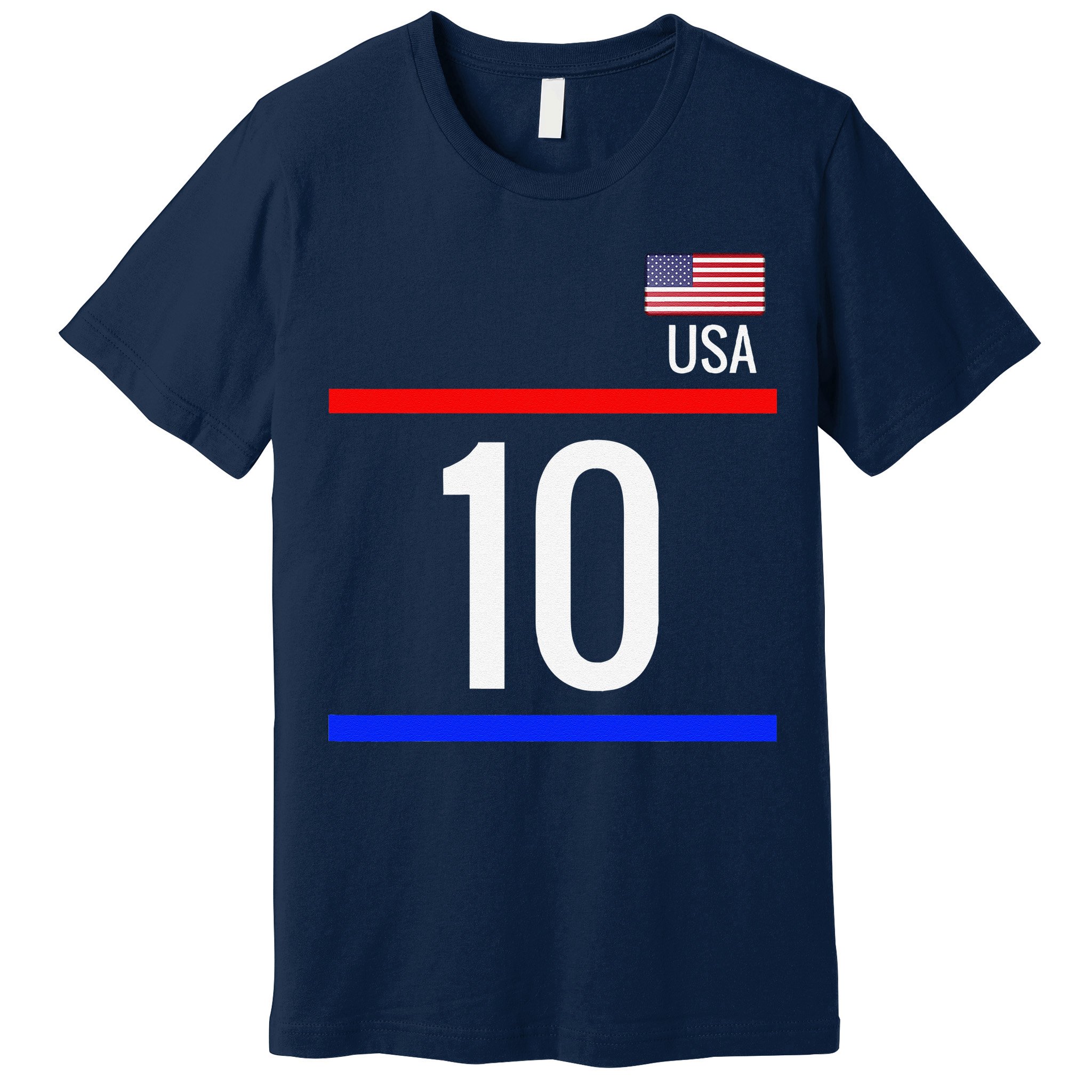 Usa Soccer With Number 10 Sports Premium T-Shirt