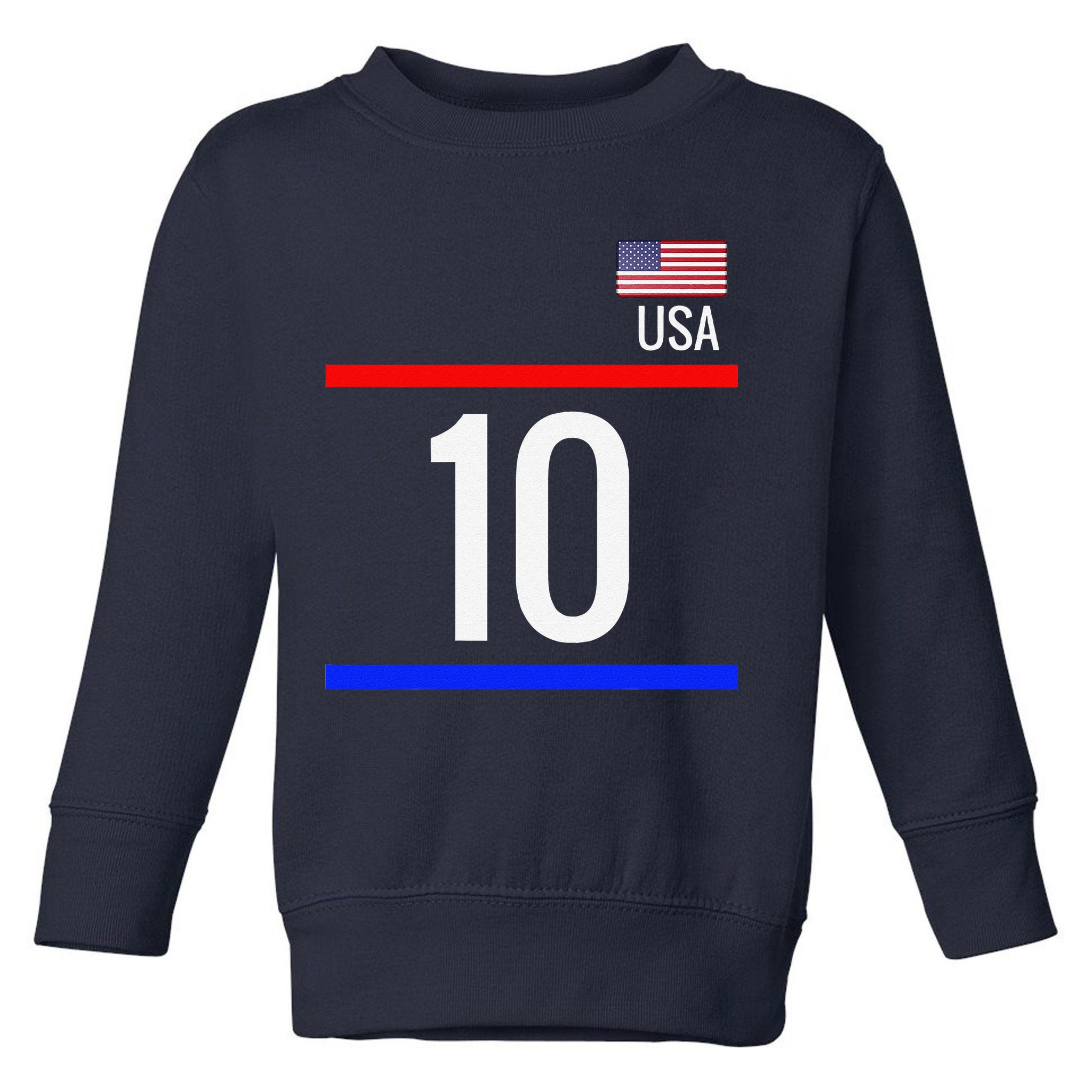 Usa Soccer With Number 10 Sports Toddler Sweatshirt