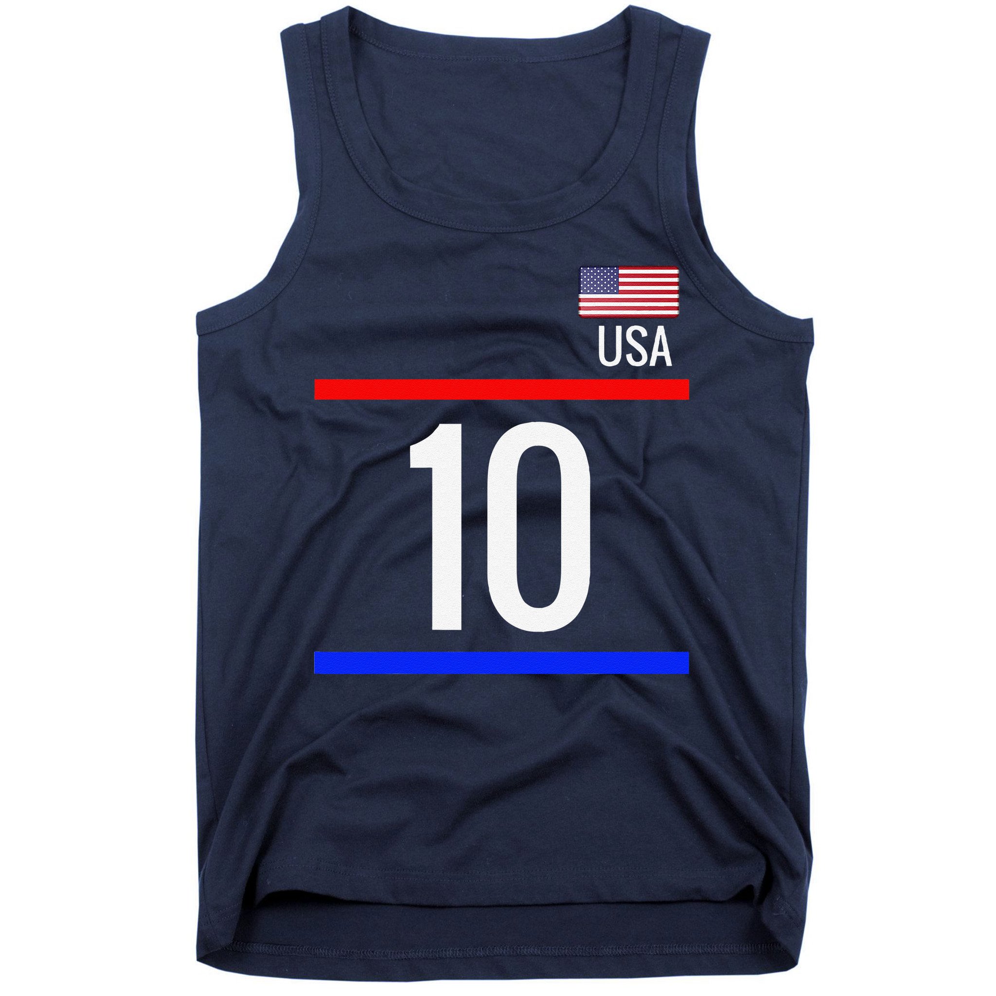 Usa Soccer With Number 10 Sports Tank Top