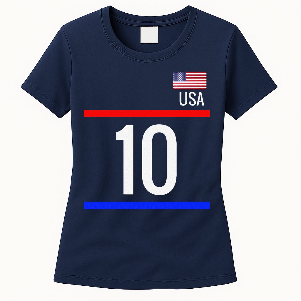 Usa Soccer With Number 10 Sports Womens T-Shirt