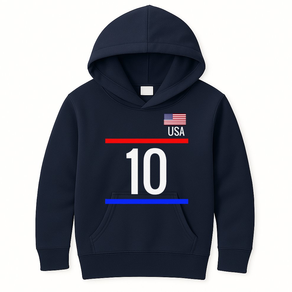 Usa Soccer With Number 10 Sports Kids Hoodie
