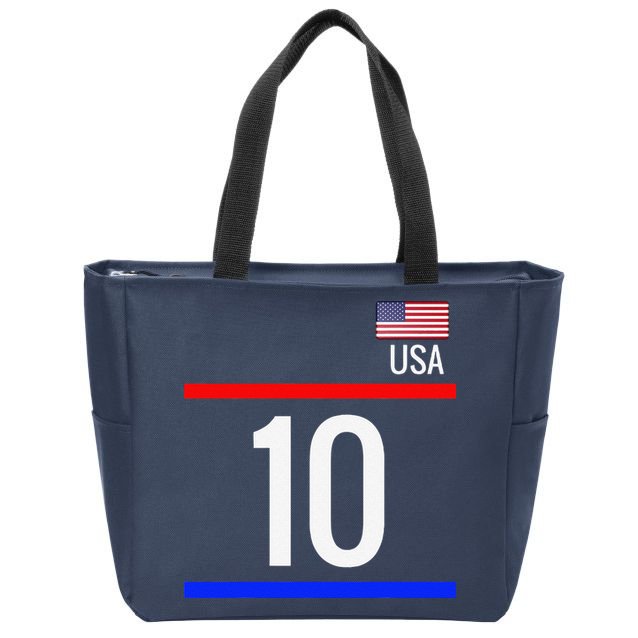 Usa Soccer With Number 10 Sports Zip Tote Bag