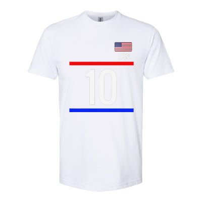 Usa Soccer With Number 10 Sports Softstyle® CVC T-Shirt