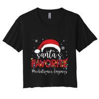 Ugly Sweater Xmas SantaS Favorite Mechatronics Engineer Cool Gift Women's Crop Top Tee