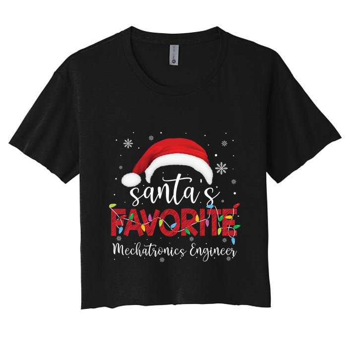 Ugly Sweater Xmas SantaS Favorite Mechatronics Engineer Cool Gift Women's Crop Top Tee