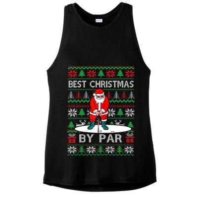 Ugly Sweater Xmas Golf Santa Claus Best Christmas By Par Ladies PosiCharge Tri-Blend Wicking Tank