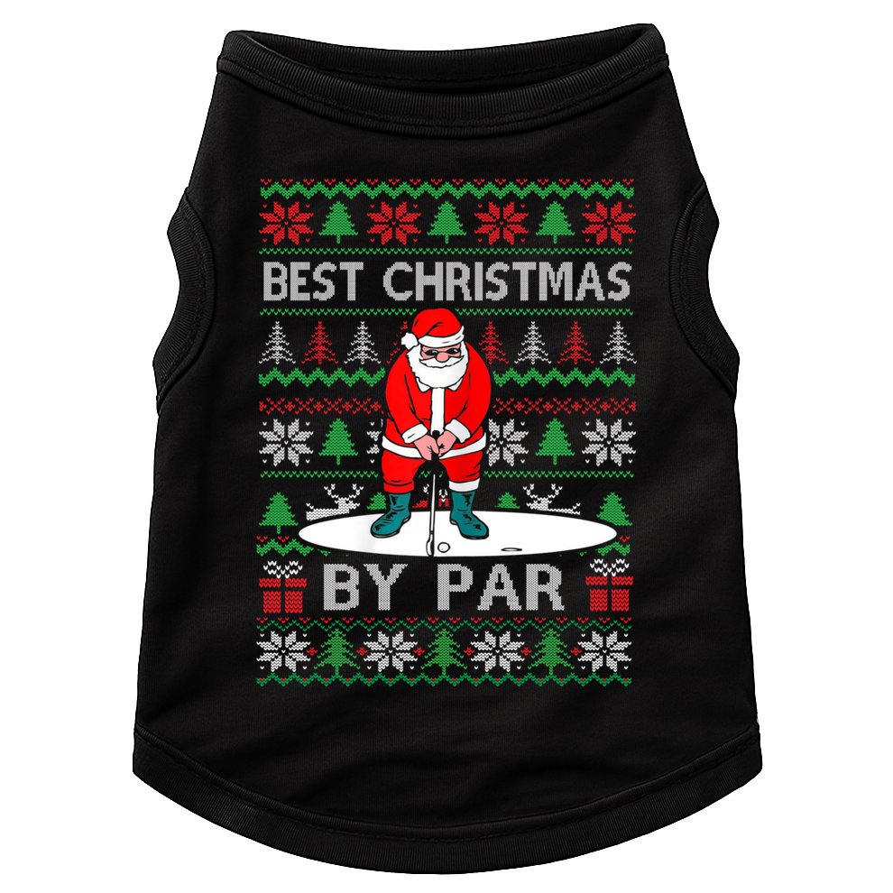 Ugly Sweater Xmas Golf Santa Claus Best Christmas By Par Doggie Tank