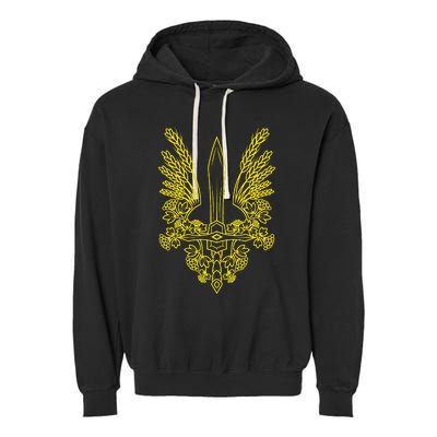 Ukraine Stylized Yellow Coat Of Arms Ukrainian Pride Garment-Dyed Fleece Hoodie