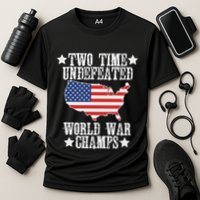Undefeated Two 2 Time World War Champs Champions Usa Cooling Performance Crew T-Shirt