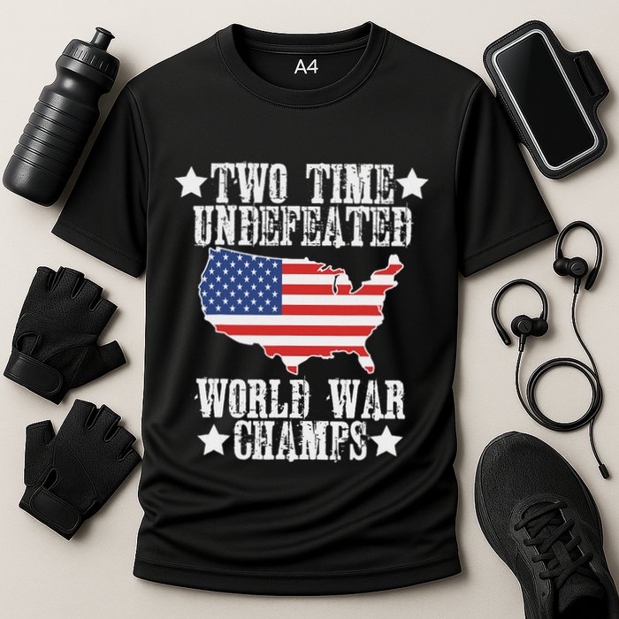 Undefeated Two 2 Time World War Champs Champions Usa Cooling Performance Crew T-Shirt