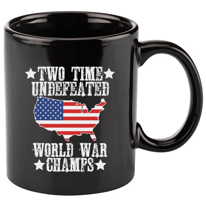 Undefeated Two 2 Time World War Champs Champions Usa 11oz C Handle Ceramic Mug